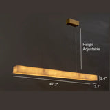 Minimalist Brass Slim Alabaster LED Linear Pendant Island Light Image - 8