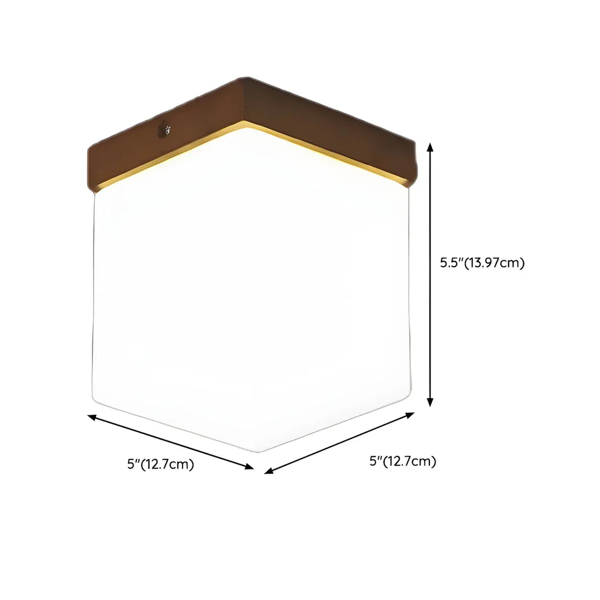 Minimalist Brown Cube Wood Flush Mount Ceiling Light 