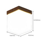 Minimalist Brown Cube Wood Flush Mount Ceiling Light #size