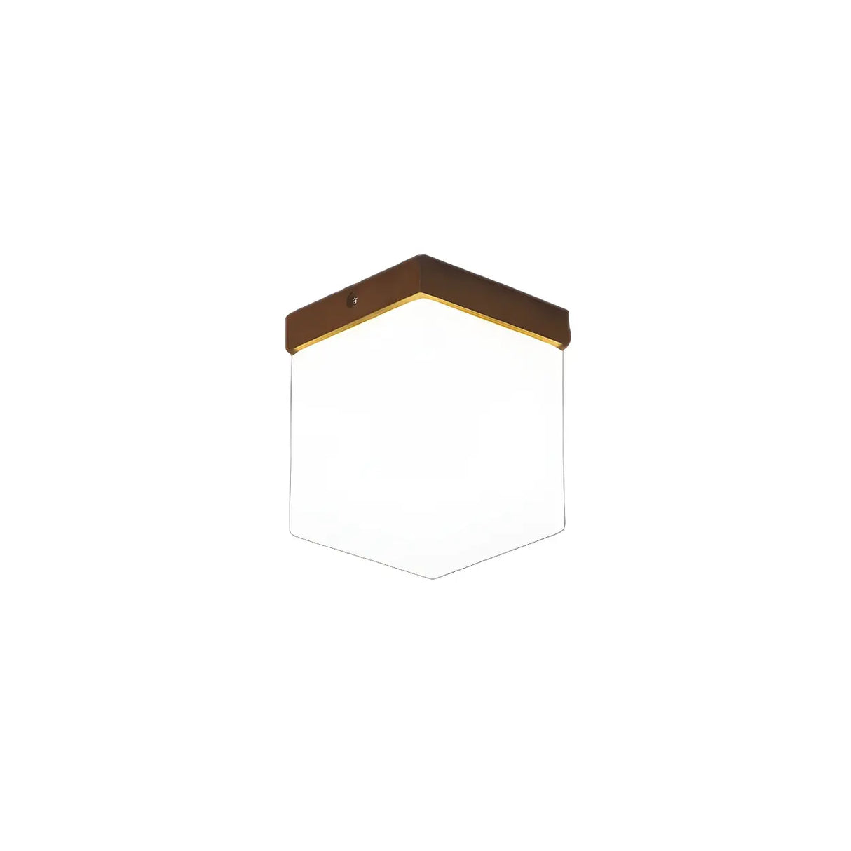 Minimalist Brown Cube Wood Flush Mount Ceiling Light Image - 6