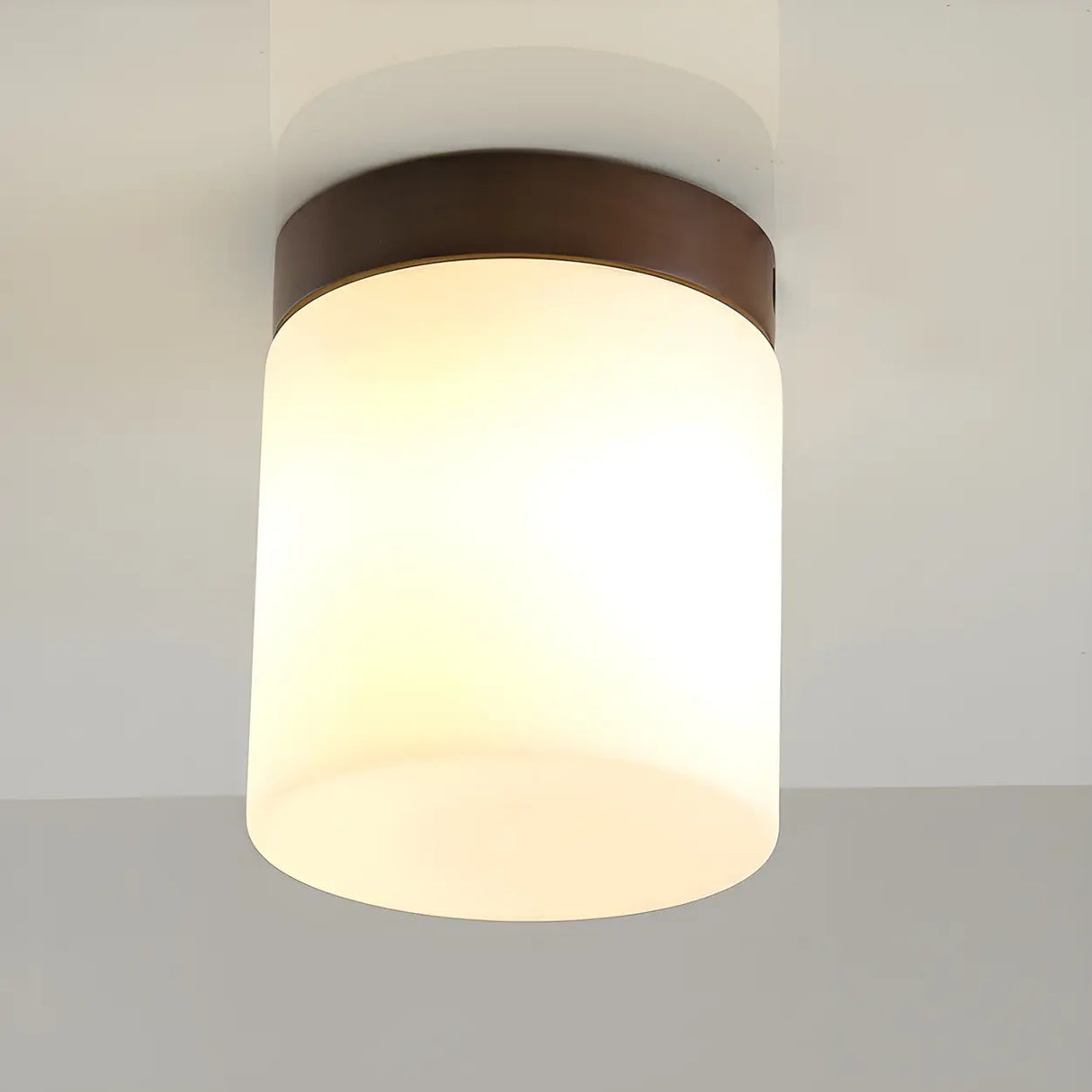 Minimalist Brown Cube Wood Flush Mount Ceiling Light Image - 7