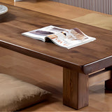 Minimalist Brown Wood Rectangular Four-Leg Coffee Table Image - 10