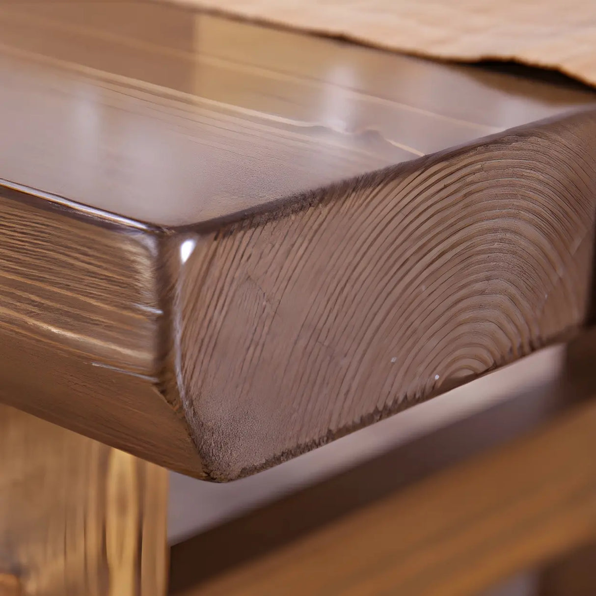 Minimalist Brown Wood Rectangular Four-Leg Coffee Table Image - 12