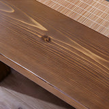 Minimalist Brown Wood Rectangular Four-Leg Coffee Table Image - 13