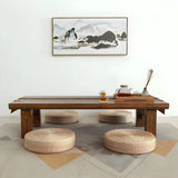 Minimalist Brown Wood Rectangular Four-Leg Coffee Table Image - 4