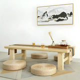 Minimalist Brown Wood Rectangular Four-Leg Coffee Table Image - 5