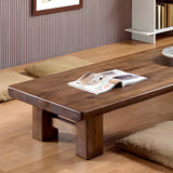 Minimalist Brown Wood Rectangular Four-Leg Coffee Table Image - 8
