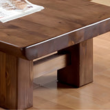 Minimalist Brown Wood Rectangular Four-Leg Coffee Table Image - 9