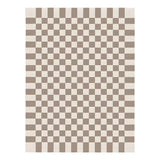 Minimalist Checkered Polyester Non-Slip Brown Area Rug Image - 5