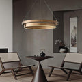Minimalist Circle Brass LED Chandelier Adjustable Height