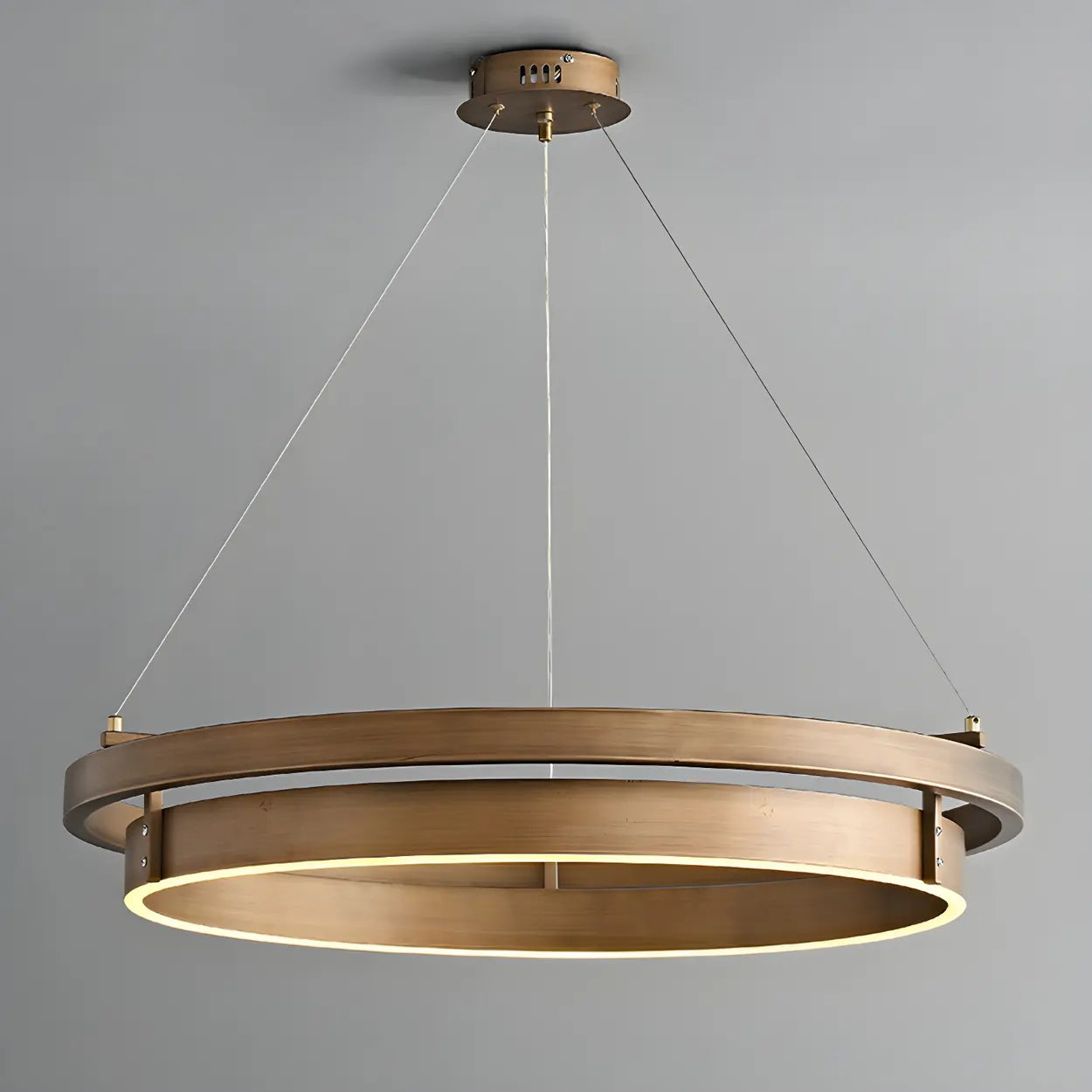 Minimalist Circle Brass LED Chandelier Adjustable Height