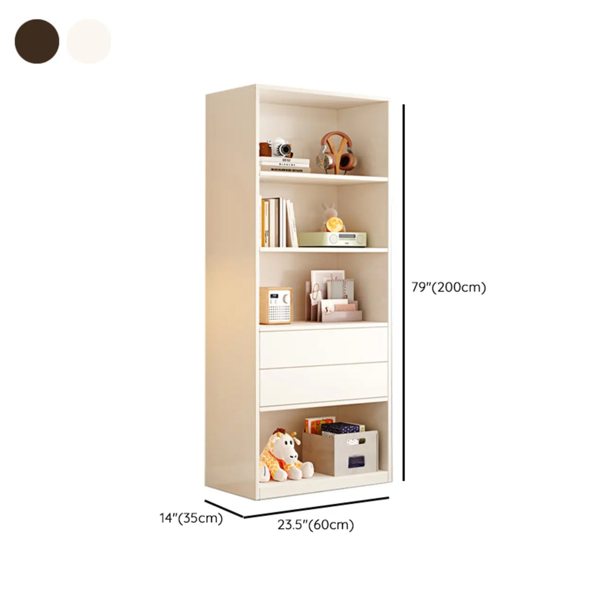 Minimalist Closed Back Vertical Storage Bookcase White 