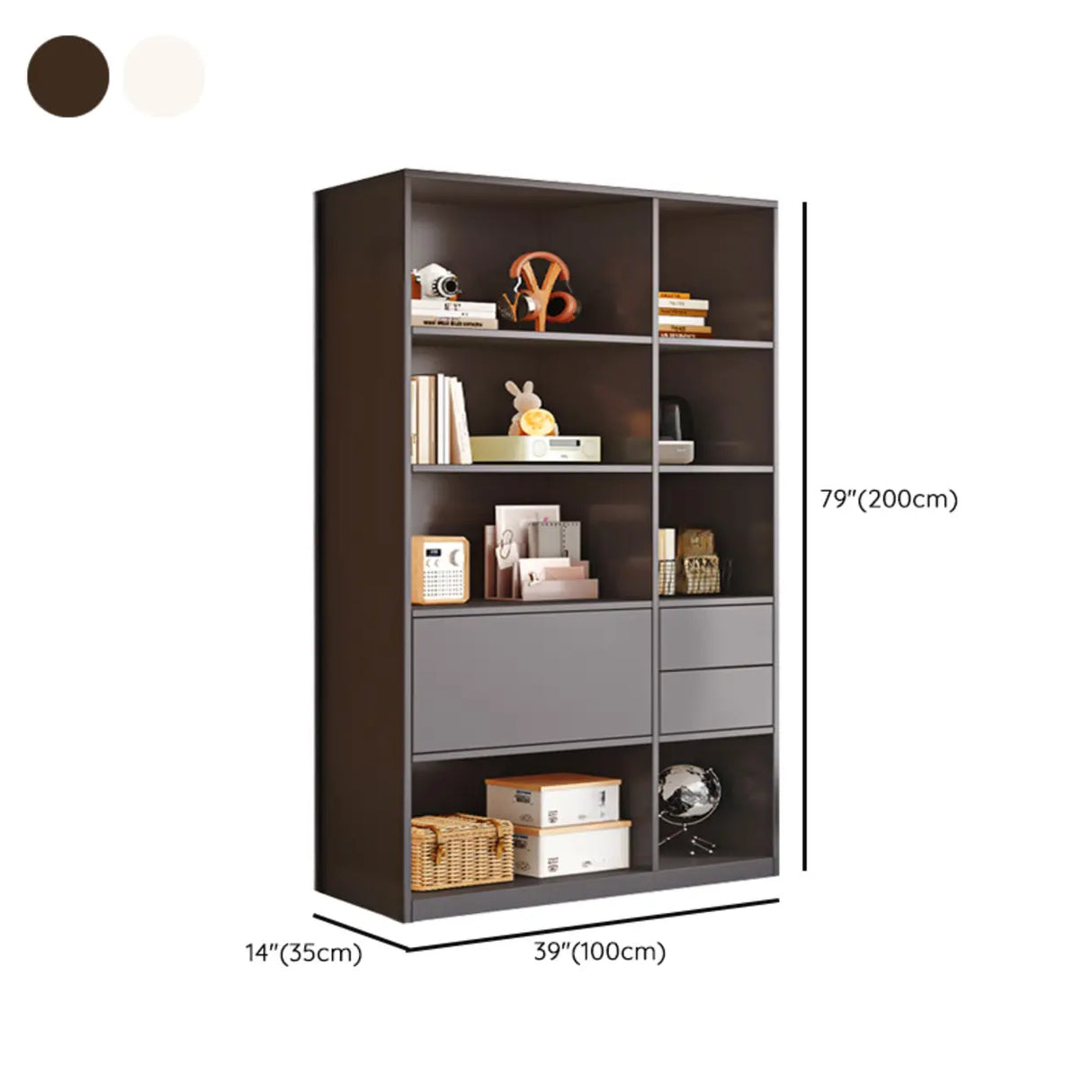 Minimalist Closed Back Vertical Storage Bookcase White Image - 16