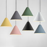 Minimalist Colorful Cone Aluminum Pendant Light Image - 1