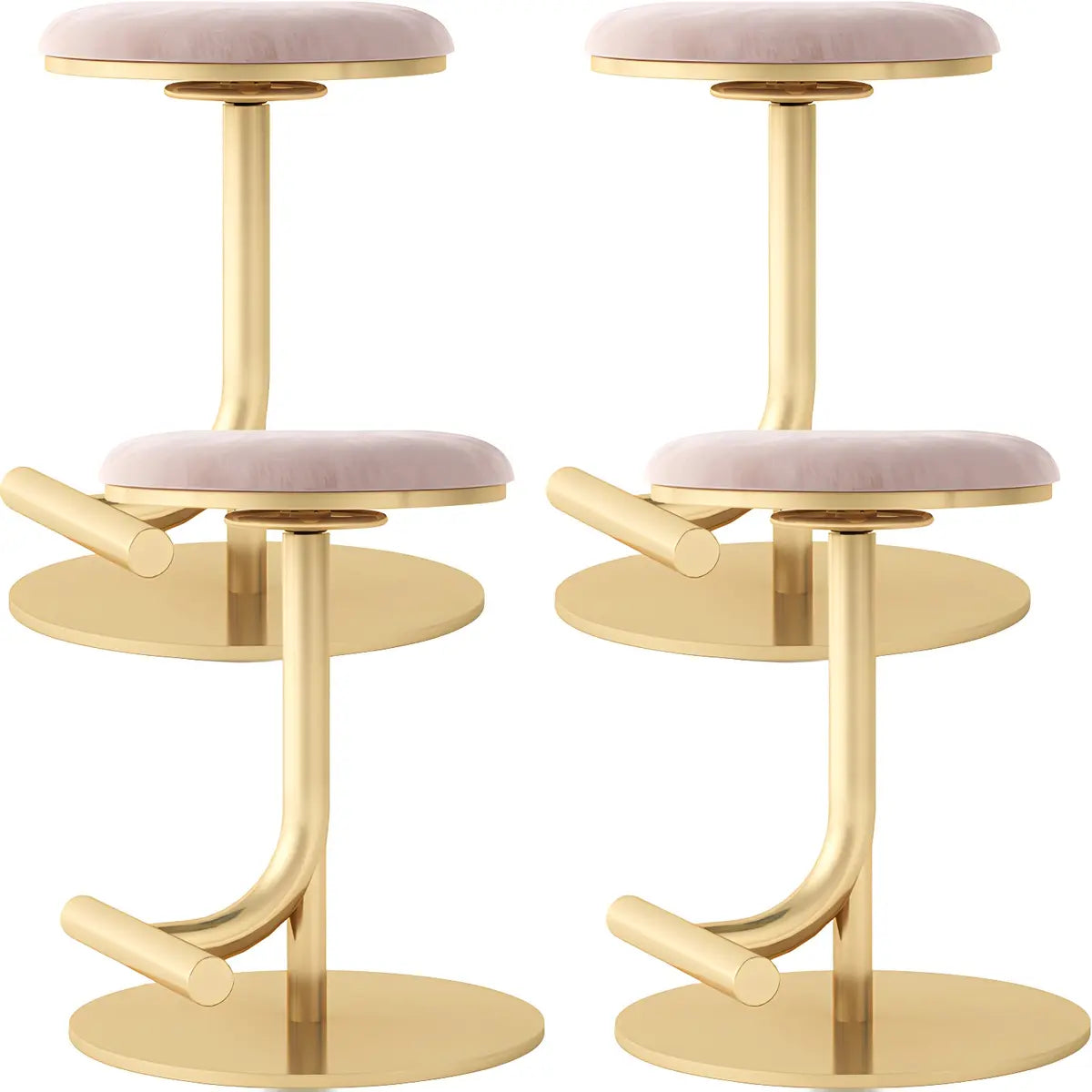 Minimalist Colorful Round Metal Adjustable Bar Stool Image - 22