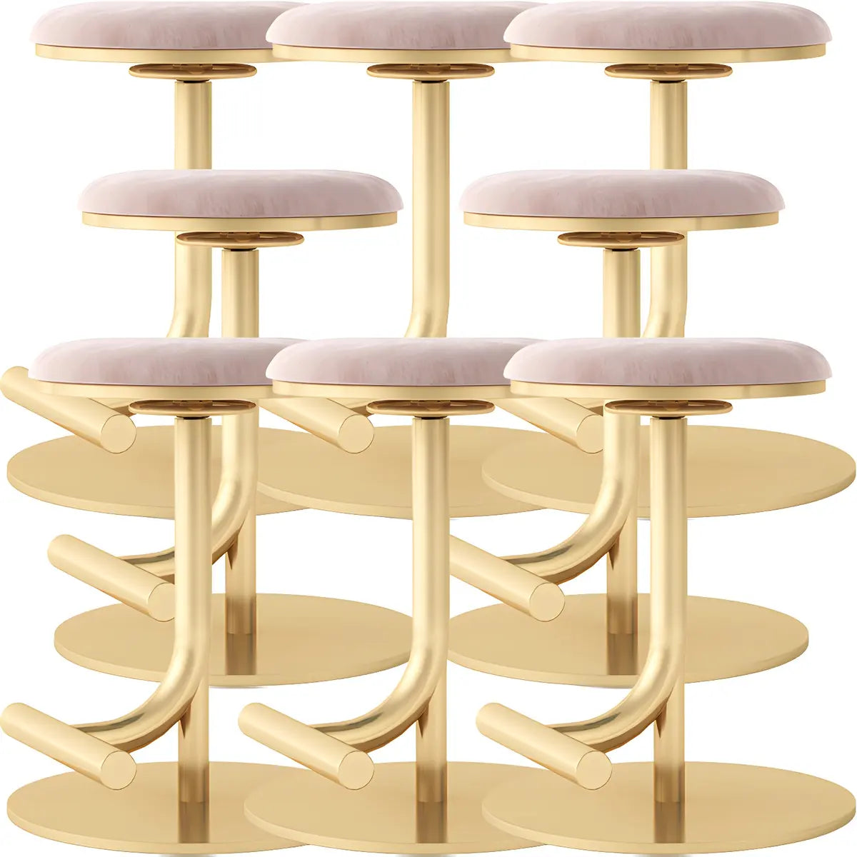 Minimalist Colorful Round Metal Adjustable Bar Stool Image - 24