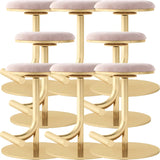 Minimalist Colorful Round Metal Adjustable Bar Stool Image - 24