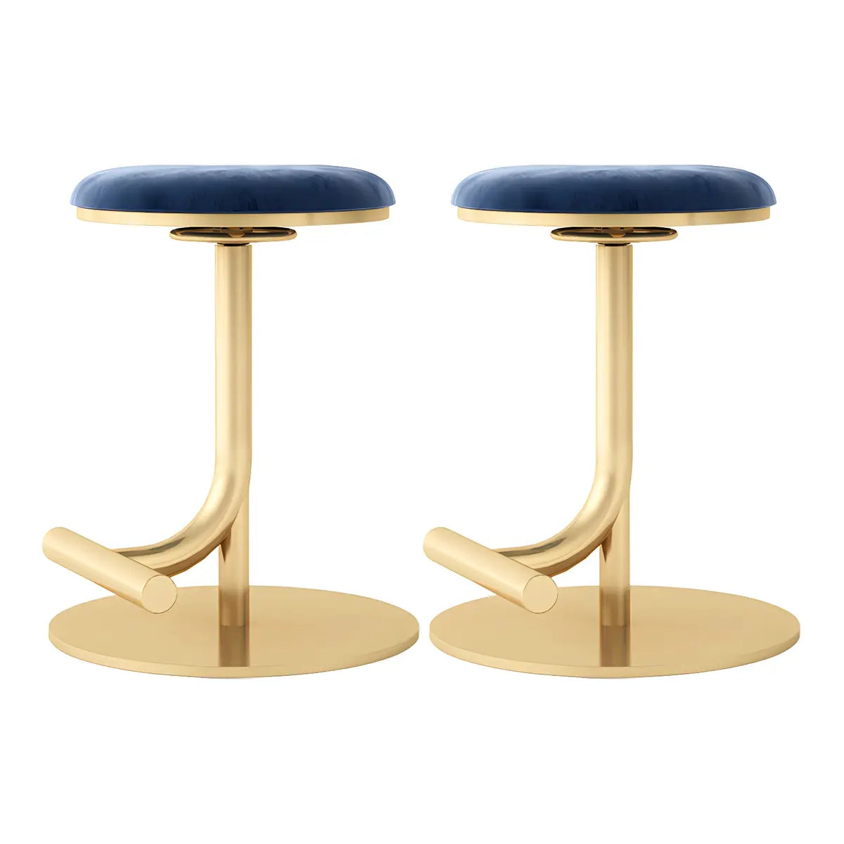 Minimalist Colorful Round Metal Adjustable Bar Stool Image - 26