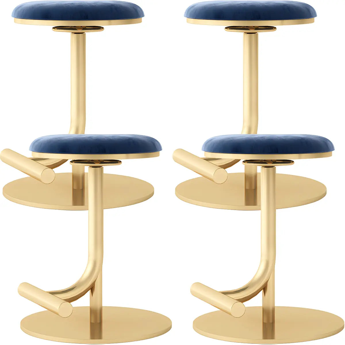 Minimalist Colorful Round Metal Adjustable Bar Stool Image - 27