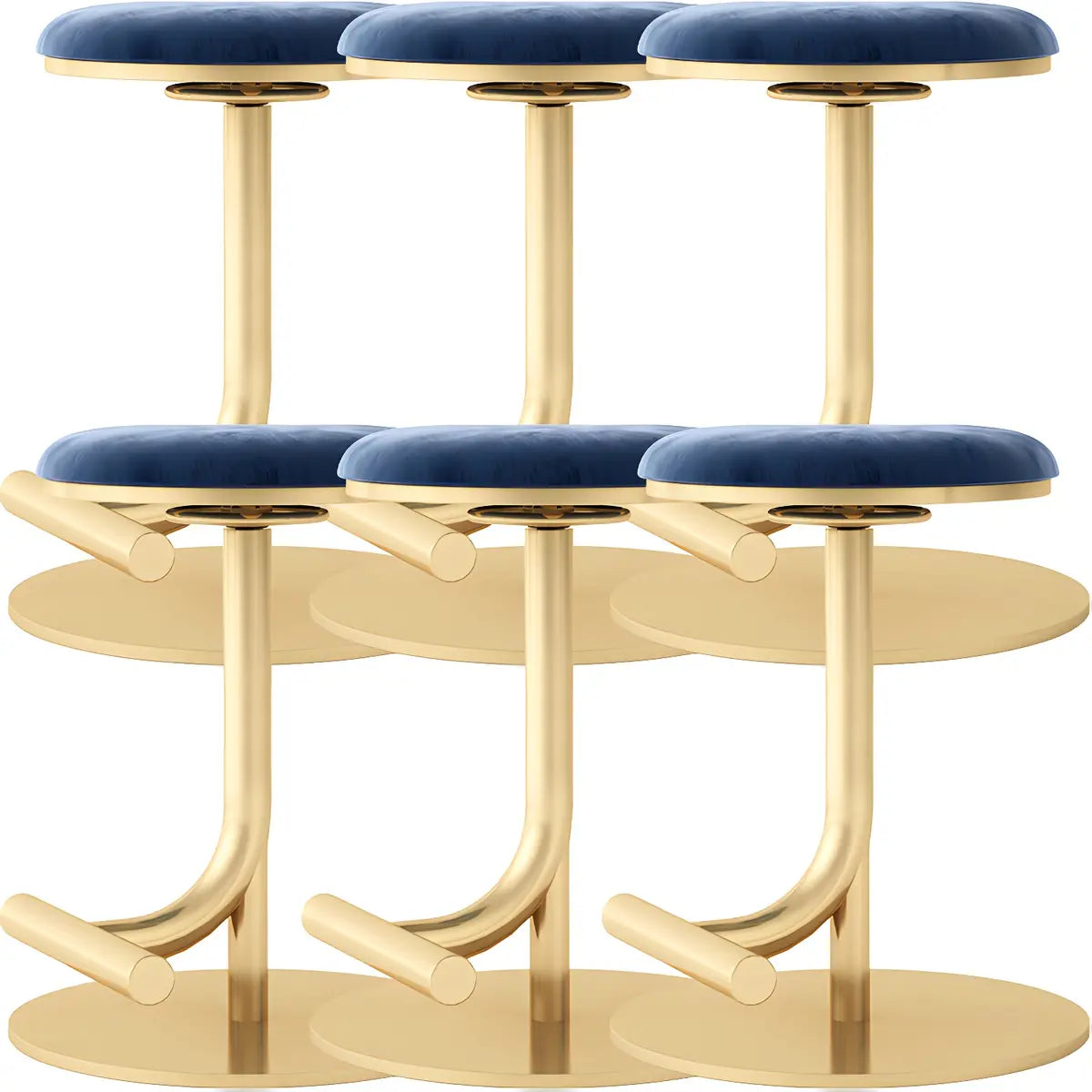 Minimalist Colorful Round Metal Adjustable Bar Stool Image - 28