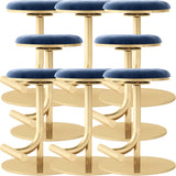 Minimalist Colorful Round Metal Adjustable Bar Stool Image - 29