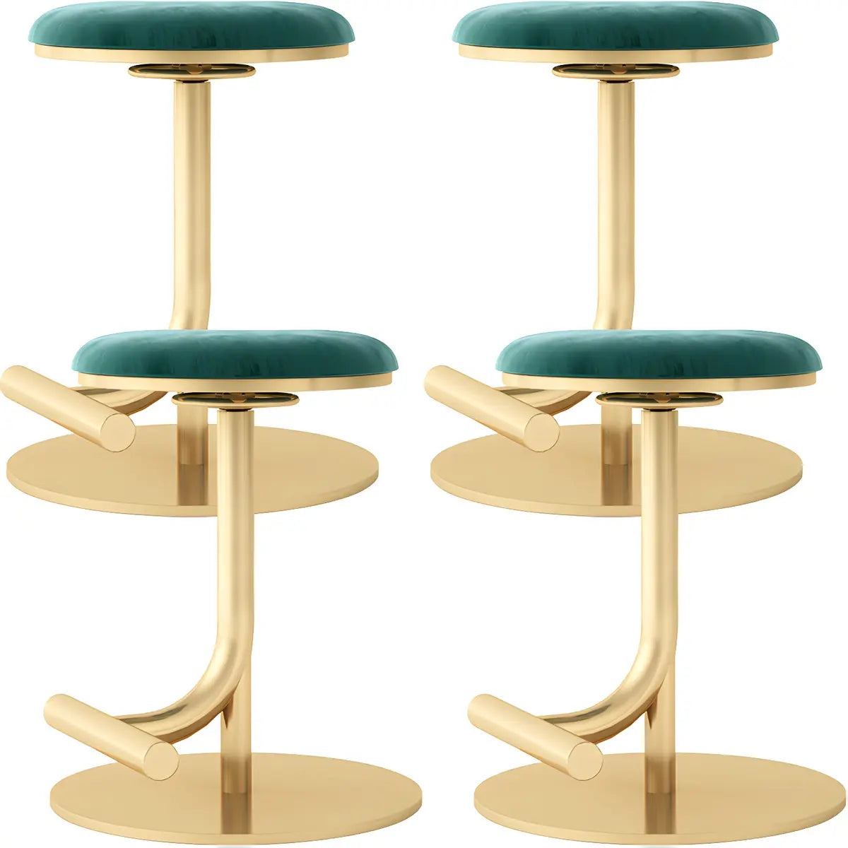 Minimalist Colorful Round Metal Adjustable Bar Stool Image - 32
