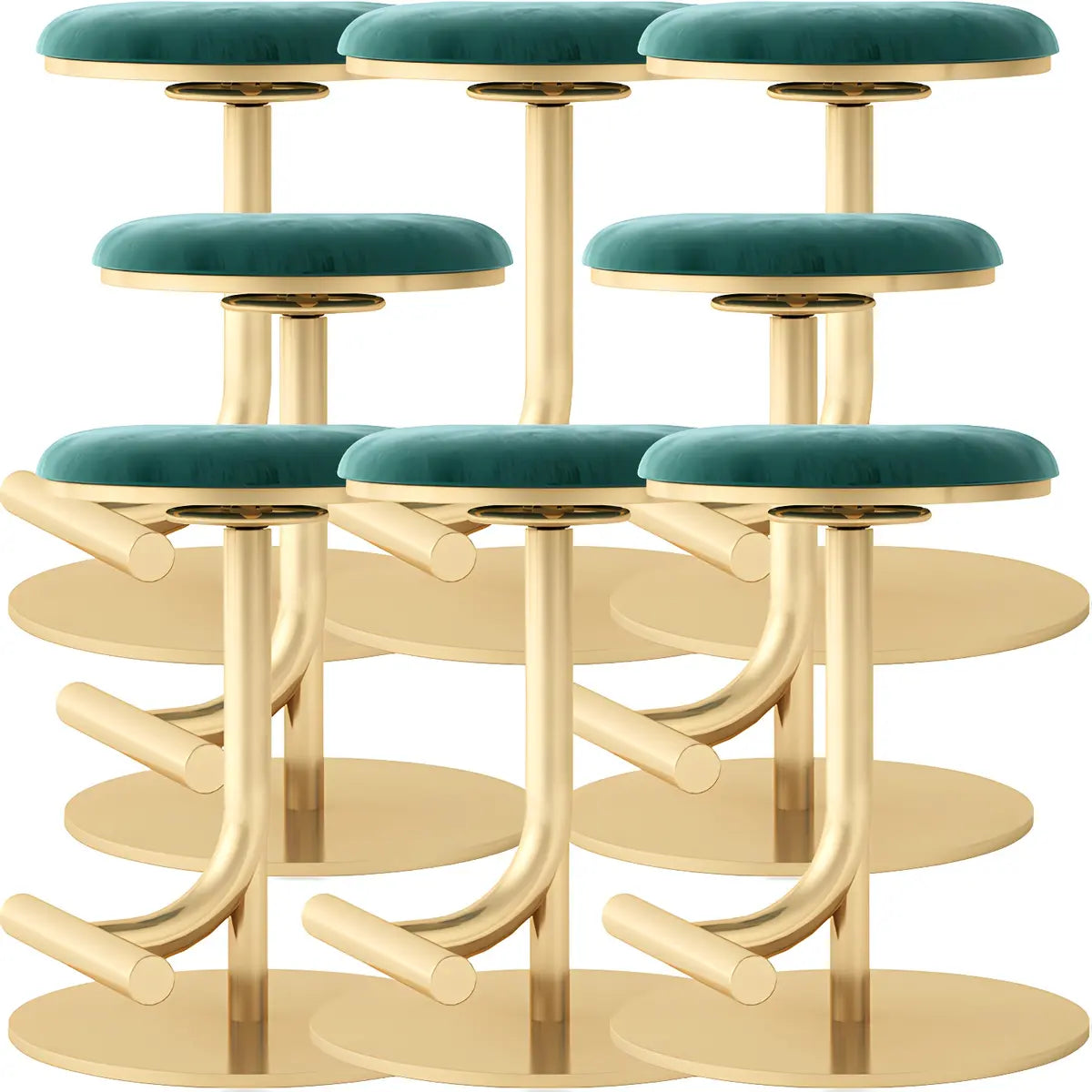 Minimalist Colorful Round Metal Adjustable Bar Stool Image - 34