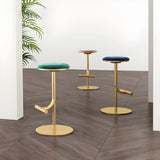 Minimalist Colorful Round Metal Adjustable Bar Stool Image - 6