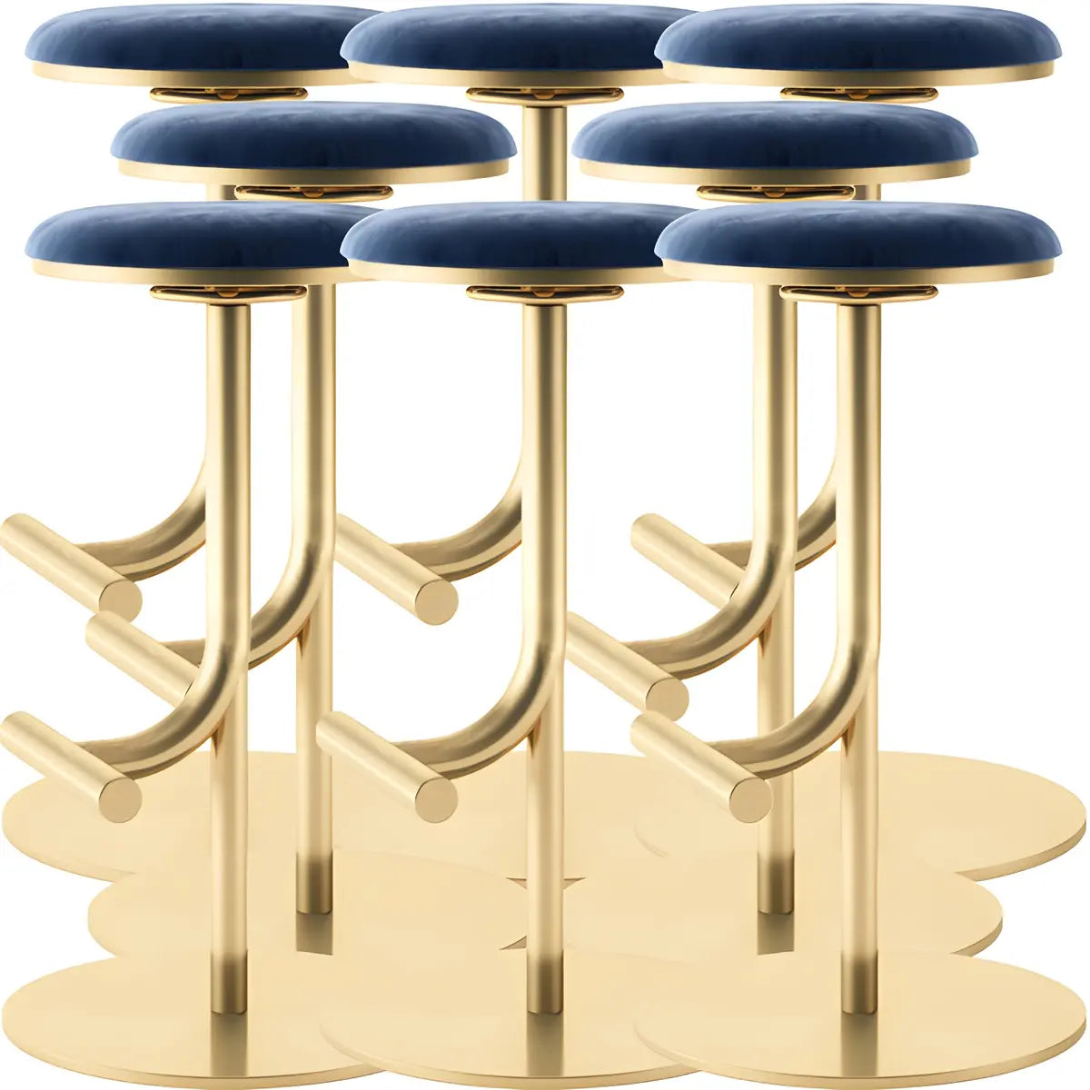 Minimalist Colorful Round Metal Adjustable Bar Stool Image - 64