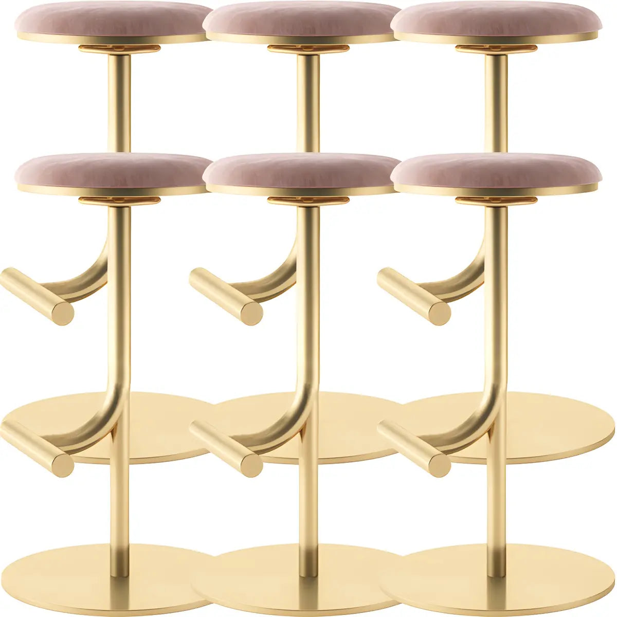 Minimalist Colorful Round Metal Adjustable Bar Stool Image - 68
