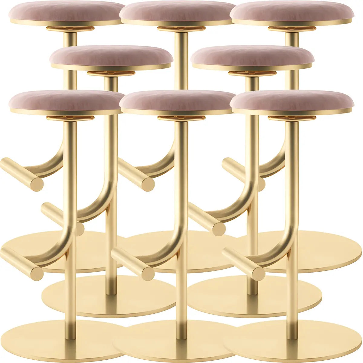 Minimalist Colorful Round Metal Adjustable Bar Stool Image - 69