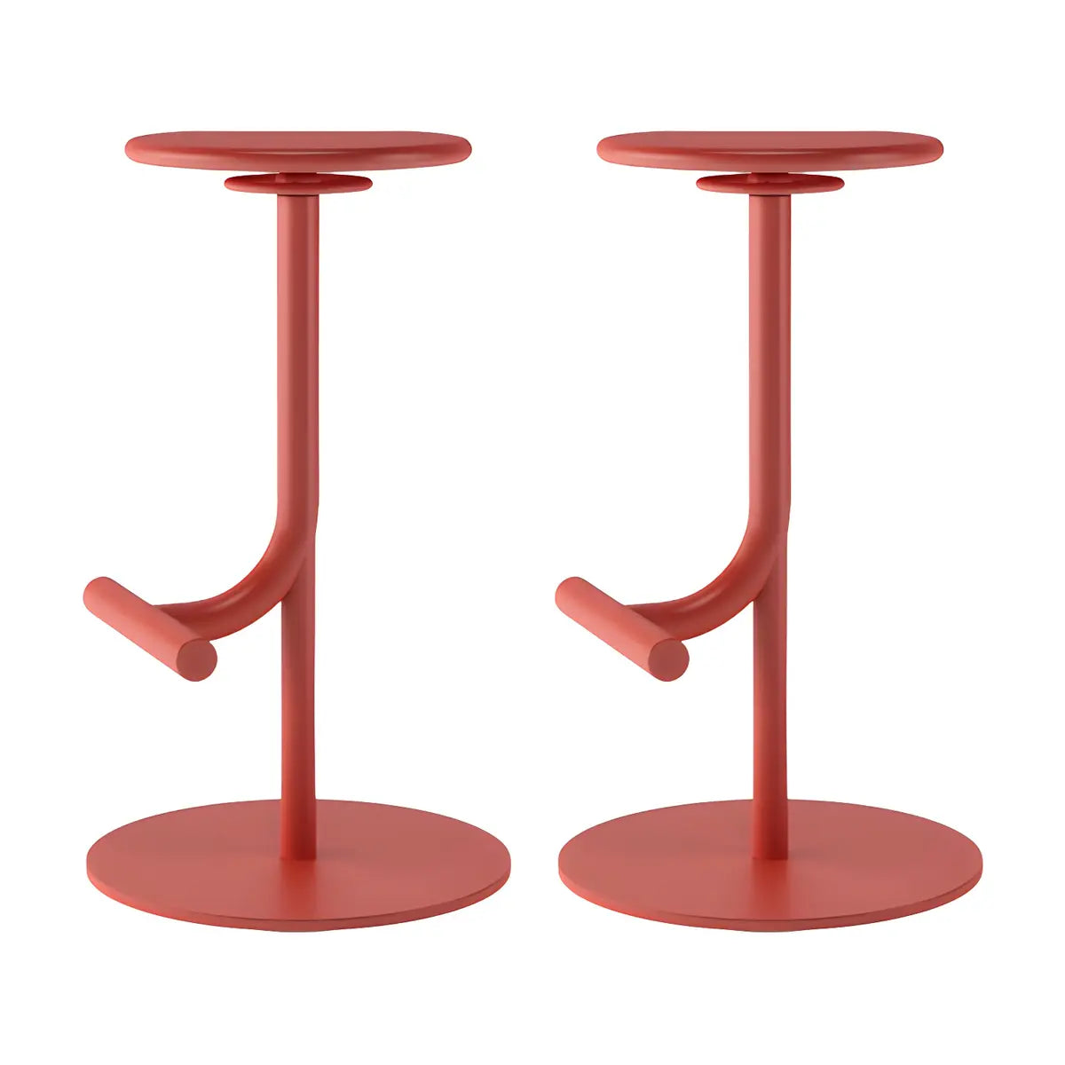 Minimalist Colorful Round Metal Adjustable Bar Stool Image - 81