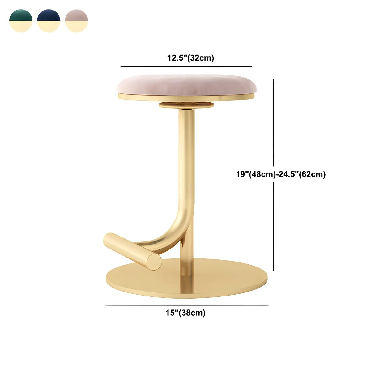 Minimalist Colorful Round Metal Adjustable Bar Stool Image - 92