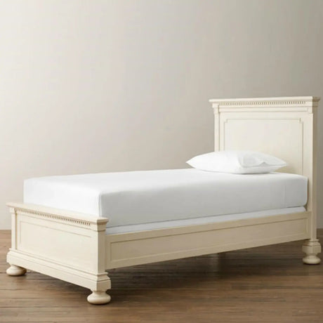 Minimalist Cream Gray Queen Wood Single Slat Bed Frame Image - 1
