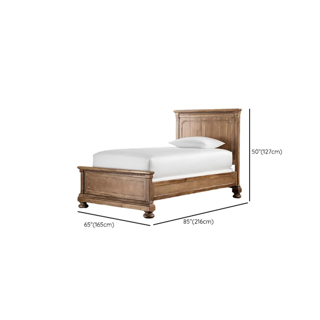 Minimalist Cream Gray Queen Wood Single Slat Bed Frame Image - 14