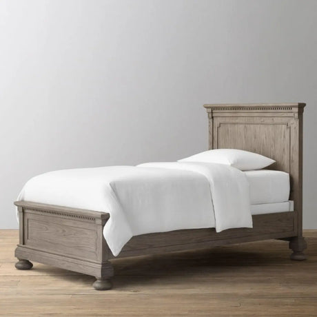 Minimalist Cream Gray Queen Wood Single Slat Bed Frame Image - 2