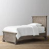 Minimalist Cream Gray Queen Wood Single Slat Bed Frame Image - 2