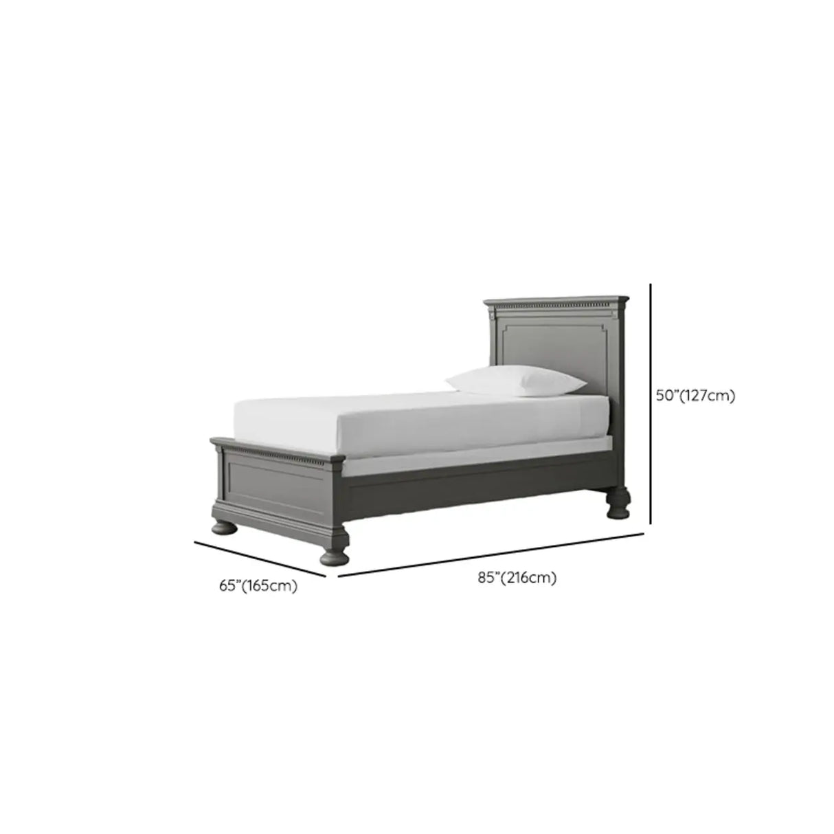 Minimalist Cream Gray Queen Wood Single Slat Bed Frame Image - 22