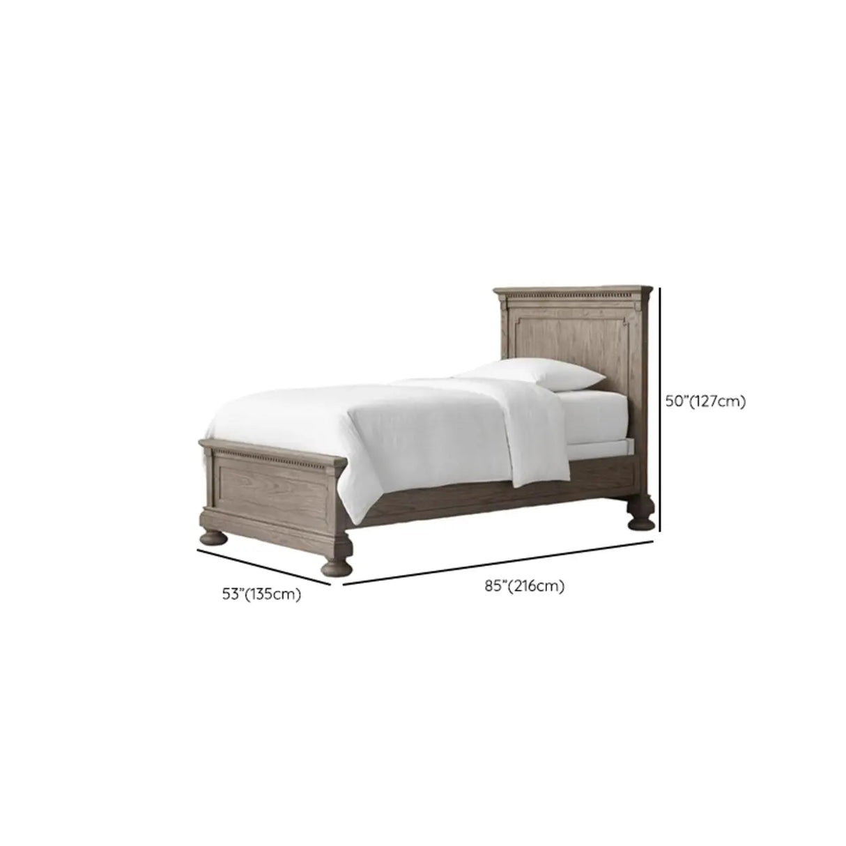 Minimalist Cream Gray Queen Wood Single Slat Bed Frame Image - 27