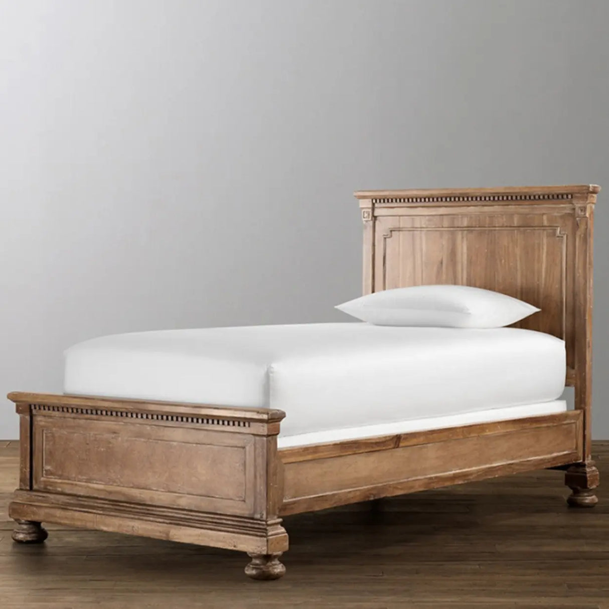 Minimalist Cream Gray Queen Wood Single Slat Bed Frame Image - 3