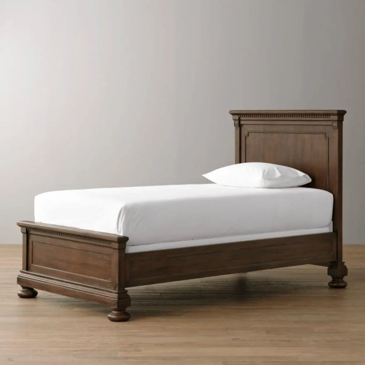Minimalist Cream Gray Queen Wood Single Slat Bed Frame Image - 4