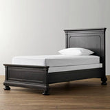 Minimalist Cream Gray Queen Wood Single Slat Bed Frame Image - 5