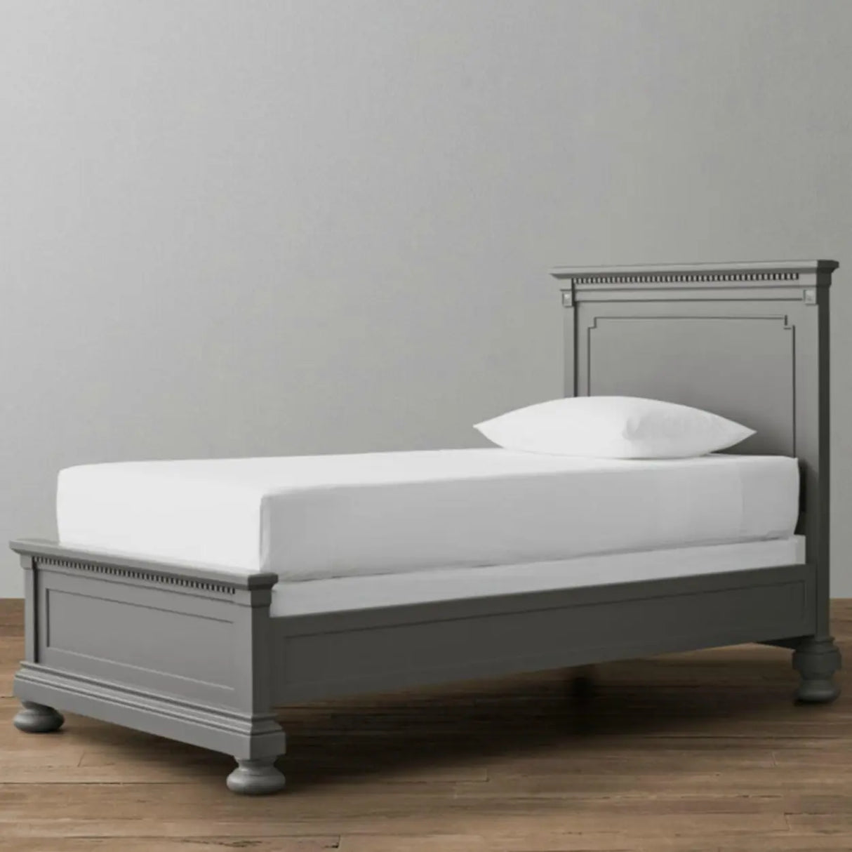 Minimalist Cream Gray Queen Wood Single Slat Bed Frame Image - 6