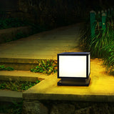 Minimalist Cube Metal Black Outdoor Post Table Lamp Image - 5