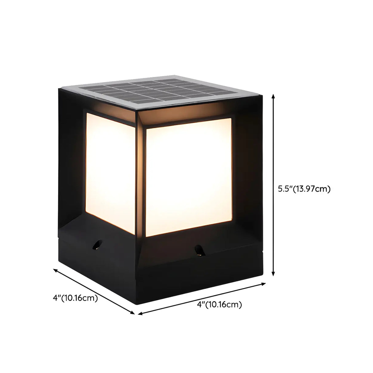 Minimalist Cube Metal Outdoor Fence Post Caps Light 