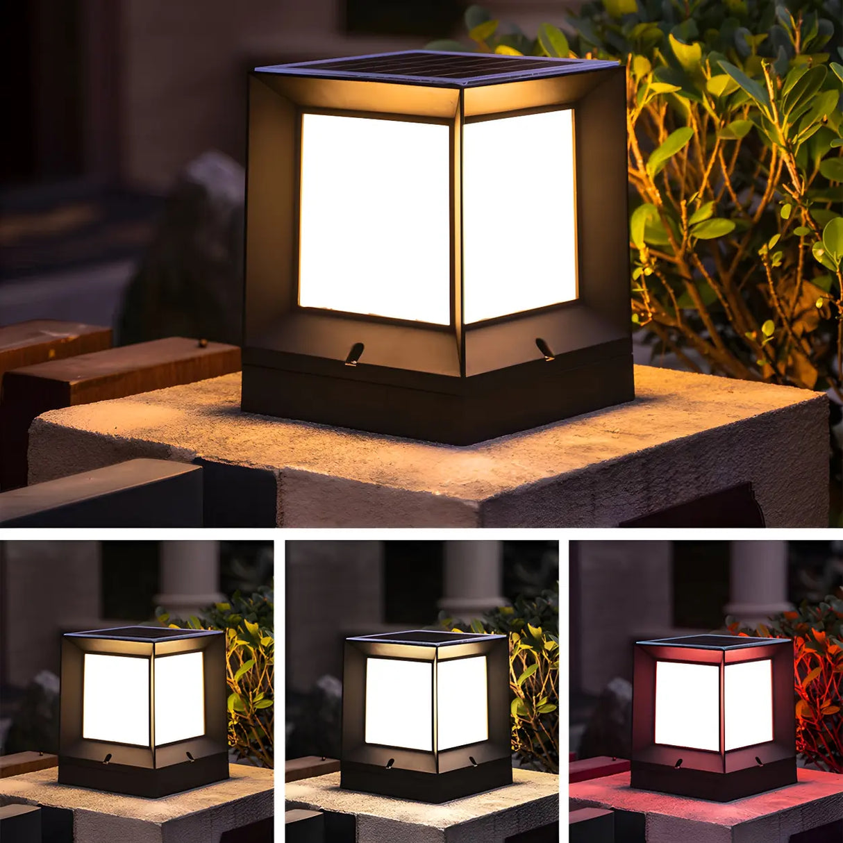 Minimalist Cube Metal Outdoor Fence Post Caps Light Image - 4