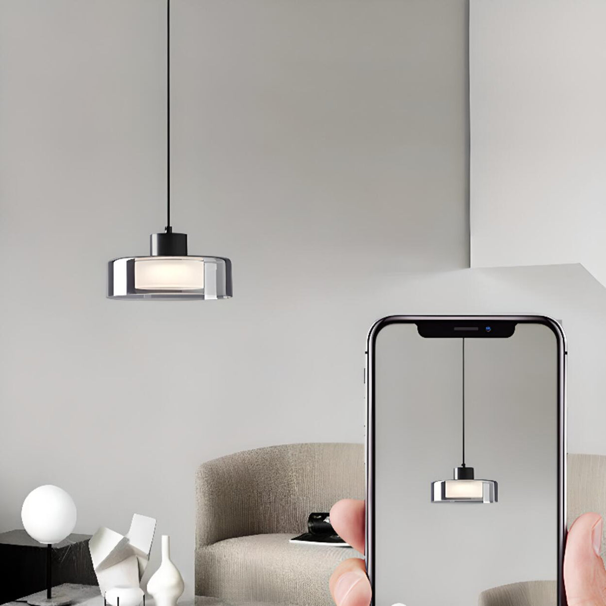 Minimalist Cylinder Glass 3-Light Island Pendant Light Image - 12