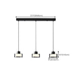 Minimalist Cylinder Glass 3-Light Island Pendant Light #size