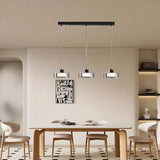 Minimalist Cylinder Glass 3-Light Island Pendant Light Image - 4
