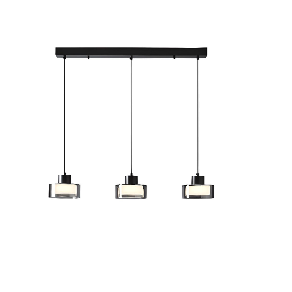 Minimalist Cylinder Glass 3-Light Island Pendant Light Image - 5